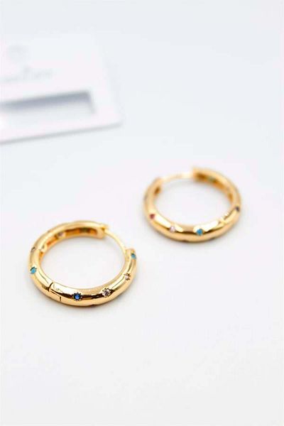 Rasanet Jewelled Hoop Earrings - Gold