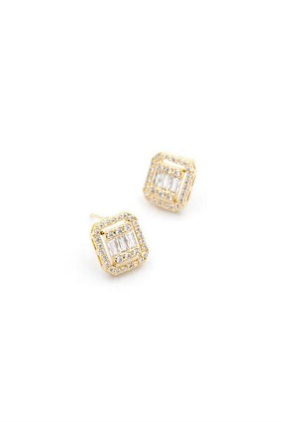 Rasanet Baguette Stone Earrings - Gold