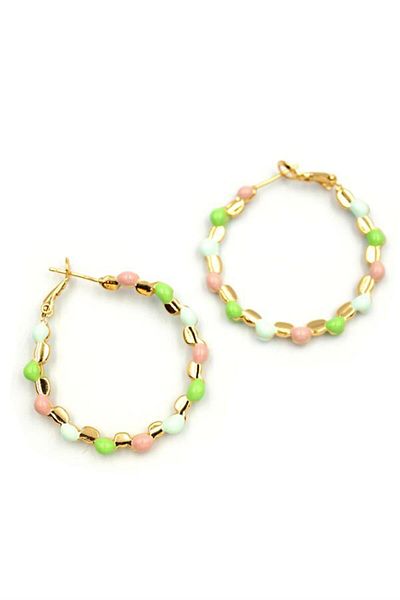 Rasanet Enameled Hoop Earrings - Green