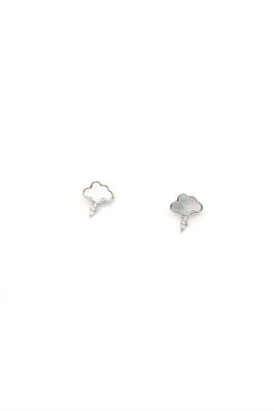 Rasanet Silver Needle Cloud Earrings - Silver