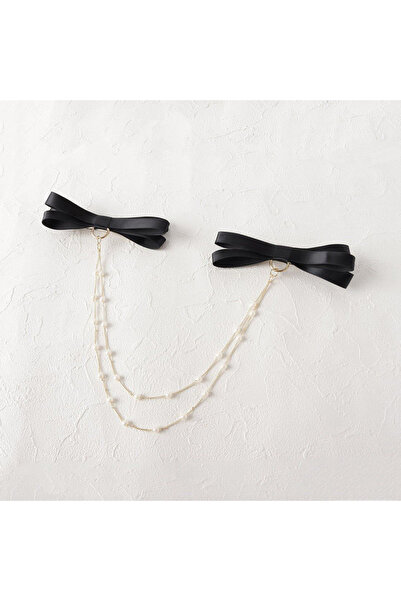 Shiklik MODA Model cu fundă din satin pentru femei, cu cataramă cu lanț de perle