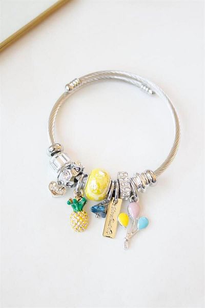 Rasanet Steel Charm Pineapple Balloon Bracelet - Yellow