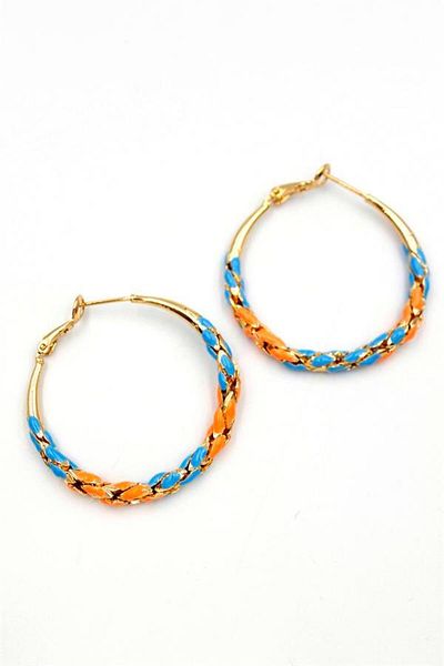 Rasanet Enameled Hoop Earrings - Orange