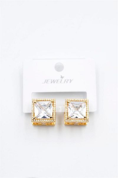 Rasanet Square Jewelled Earrings - White