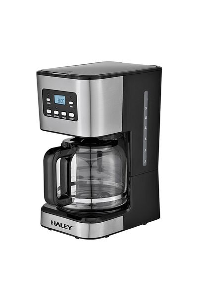 HALEY Coffee Maker 950W, 1.5L, LED Display, Anti-Drip, Smart Brewing, Stainless Steel