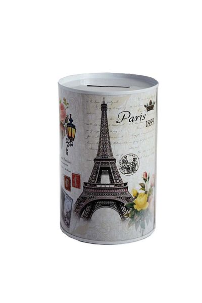 PUFO Pușculiță decorativă metalică Paris, 12 x 8 cm