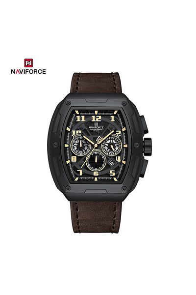 MACON NF8053 Brand Watch for Men Chronograph Genuine Leather Fashion Waterproof Quartz