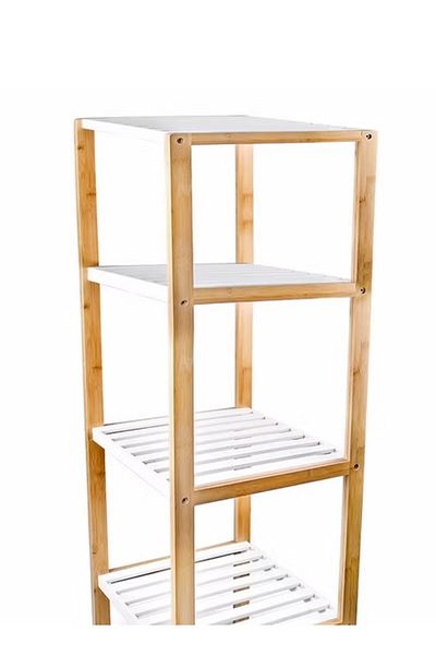 rexa 5-Tier Bamboo Shelf Storage Rack Brown/White 37x37x140centimeter