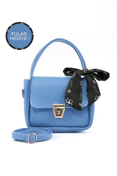 SHAKA Geantă de mână și de umăr din piele artificială albastră Shk235 cu un s...