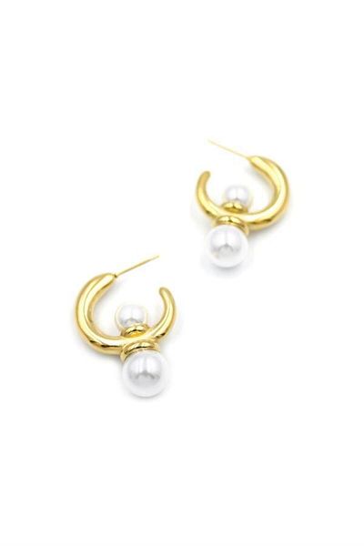 Rasanet Pearl Hoop Earrings - Gold