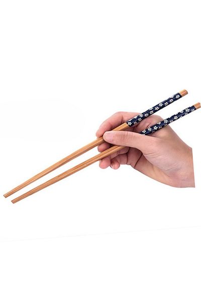 PUFO Set de 5 perechi de bețișoare sushi din bambus, 22 cm, maro/albastru