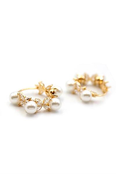 Rasanet Pearl Hoop Earrings - Gold
