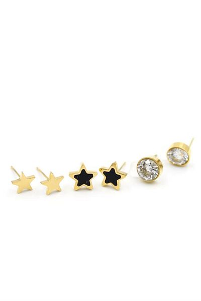 Rasanet Multiple steel earrings - gold