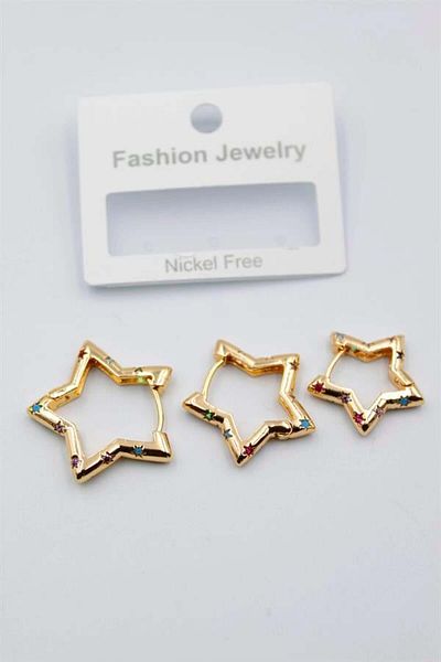Rasanet 3-Piece Star Earrings - Gold