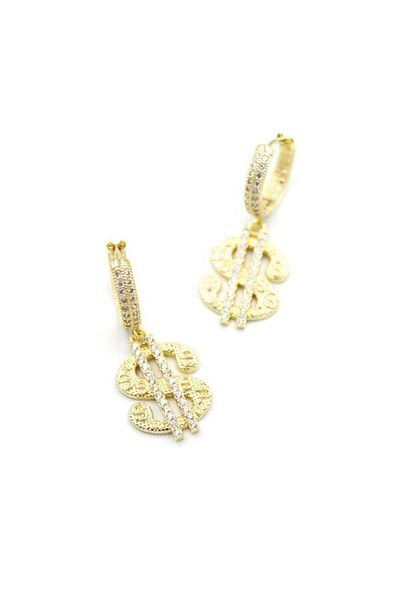 Rasanet Zircon stone dollar earrings - gold