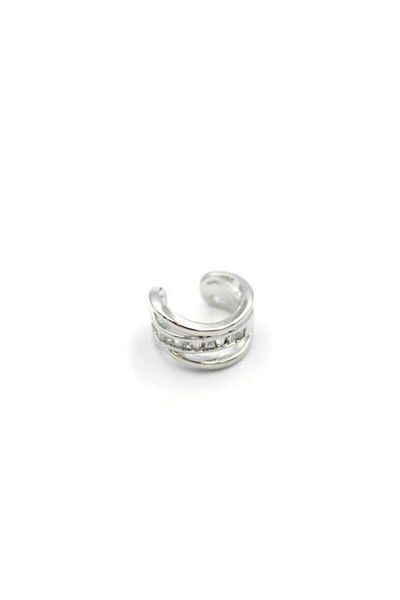 Rasanet Stoned Cartilage Earrings - Silver