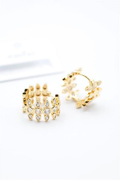 Rasanet Jewelled Hoop Earrings - Gold