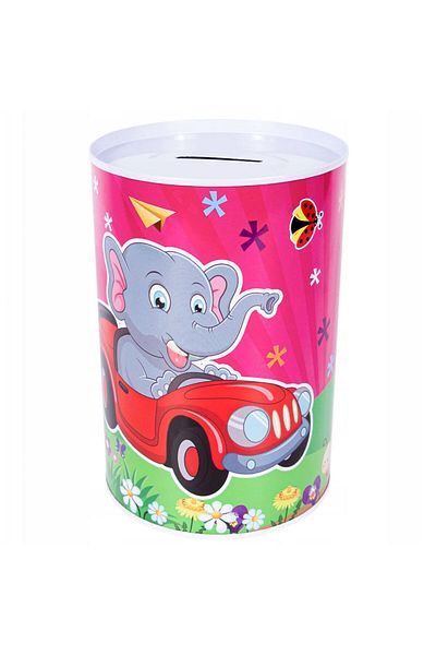 PUFO Pușculiță decorativă metalică Happy Elephant, 15 x 10 cm