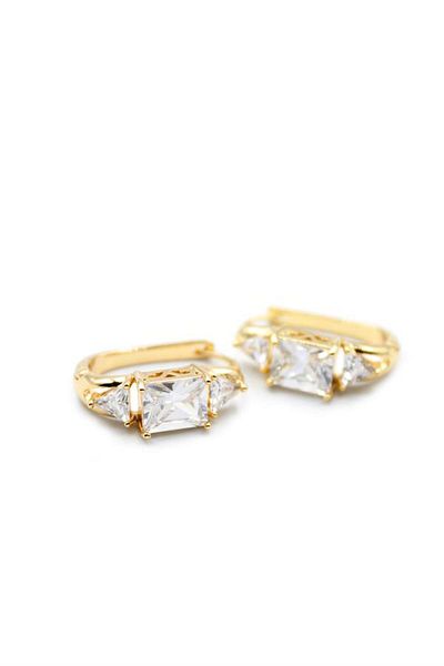 Rasanet Baguette Stone Earrings - Gold