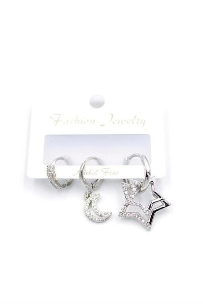 Rasanet 3-Piece Star Earrings - Silver
