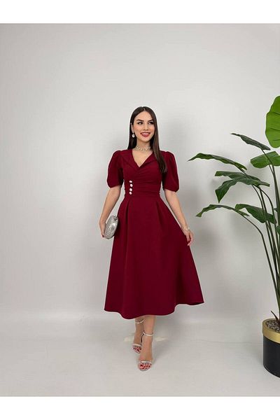 MODA DURAĞI Good Quality Midi Dress Yellow Color Dress