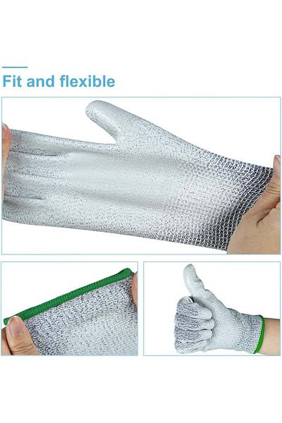 Donfri cut-resistant gloves, HDPE/PU, white/gray, size M