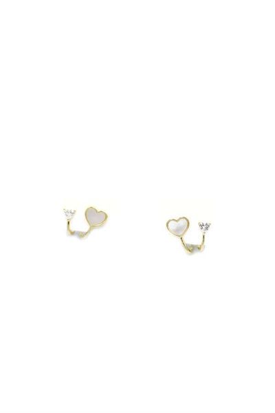 Rasanet Silver Needle Heart Earrings - Gold