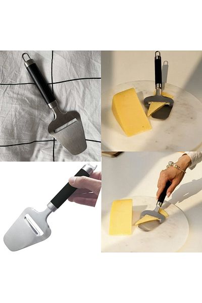 PUFO paletă practică pentru felierea brânzei, untului, din oțel, 22 cm, argintiu/negru