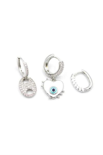 Rasanet 3-Piece Eye Earrings - Silver