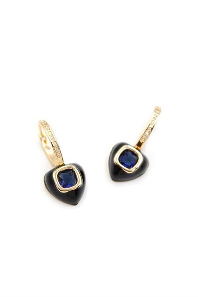 Rasanet Enameled Heart Earrings - Blue