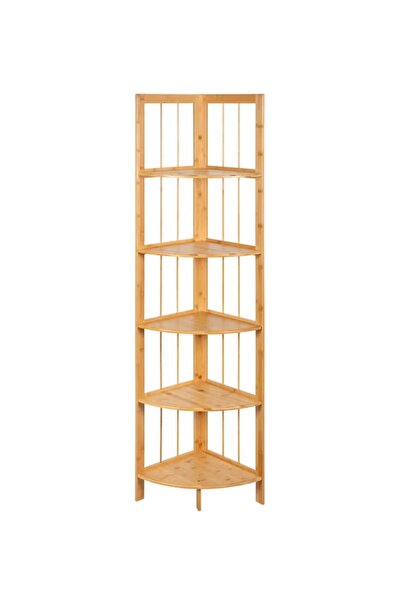 rexa رف تخزين زاوية من الخيزران بخمس طبقات، لون بني، 32×32×150 سم