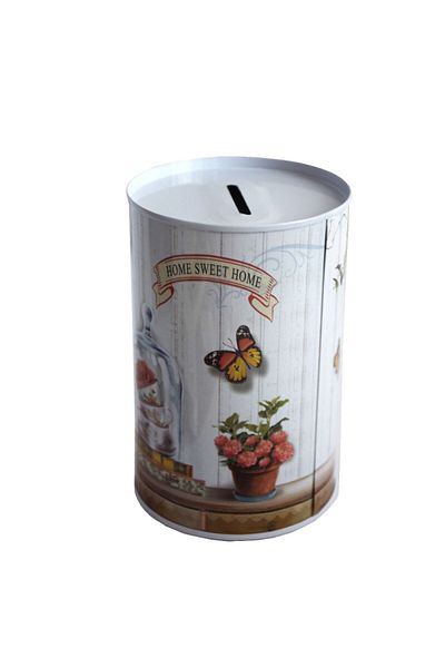 PUFO Pușculiță decorativă metalică Home Sweet Home, 12 x 8 cm