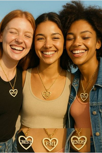 REDz Accessories Heart Necklaces, Best Friends, 3 Chains, Heart, Friendship Symbol, Emotional Gift