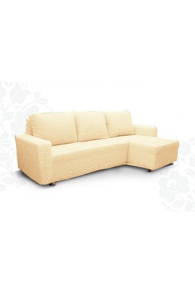 Lenjerii Deosebite Set Elastic cover made of crepe material, for right ottoman sofa, Light beige