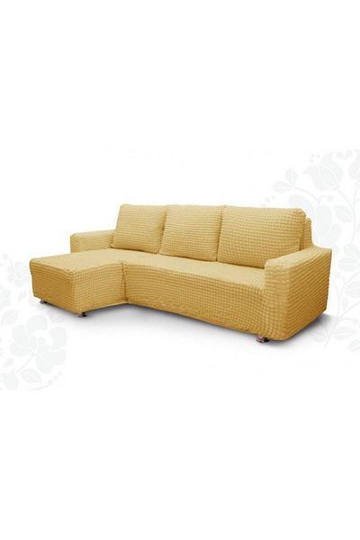 Lenjerii Deosebite Set Elastic cover made of crepe material, for left ottoman sofa, Ecru