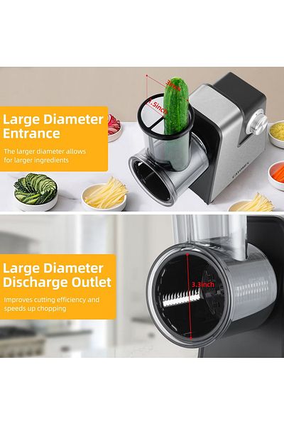 ET-LIFE 7 in 1 Professional Electric Cheese Grater and Slicer, 300W, for Vegetable, Salad Maker, for Kitchen