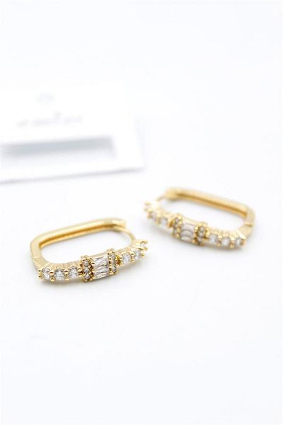 Rasanet Rectangular Jewelled Earrings - Gold