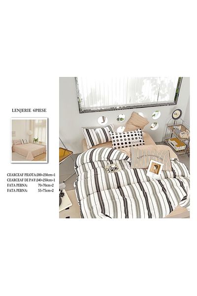 CHIRASO FINET Cotton Bed Linen, Classic Sheet 240x250cm, Duvet Cover 200x230cm, 4 Pillowcases