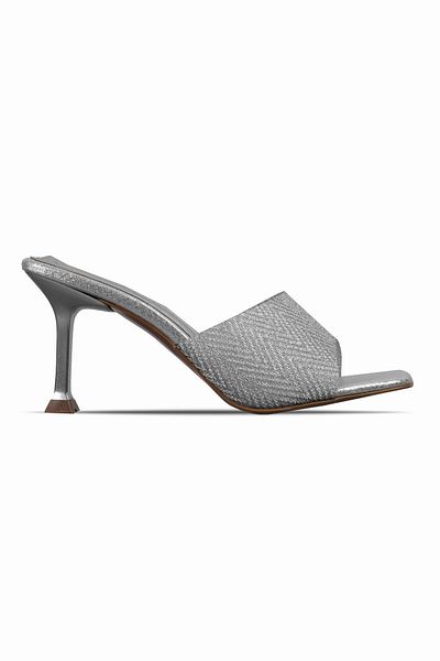 Lal Shoes & Bags Faroser Women's Silvery Heeled Slippers-Silver