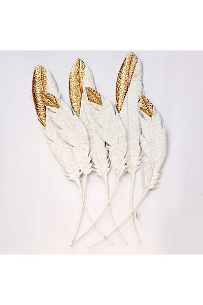 LUXXO Decorațiune de perete metalică cu muște, 92x60cm, auriu/alb