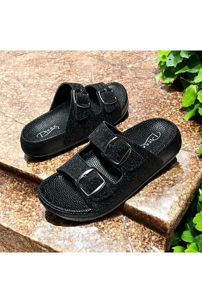 Deniz Terlik Glitter Double Buckle Daily Stylish Women's Slippers