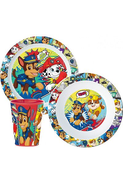 PAW PATROL Breakfast set, 3 pieces, microwave safe, multicolor, Comic, Paw Patrol