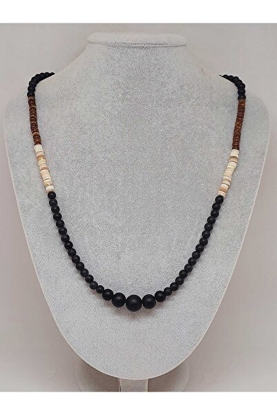 Yasamtohumu Colier unisex cu design cu pietre și pietre de onix (54420)