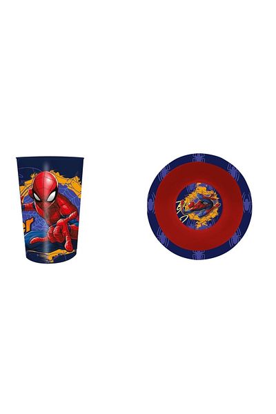 SPIDERMAN Two-piece set, bowl and glass, BPA-free plastic, multicolor,