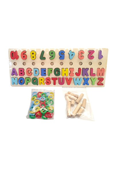 EDUJUCARII Puzzle educativ lemn, Alfabet, Montessori, Alphanumeric pairing, 1...