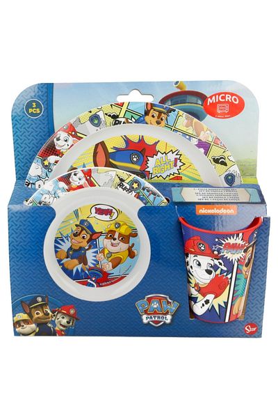 PAW PATROL Breakfast set, 3 pieces, microwave safe, multicolor, Comic, Paw Patrol