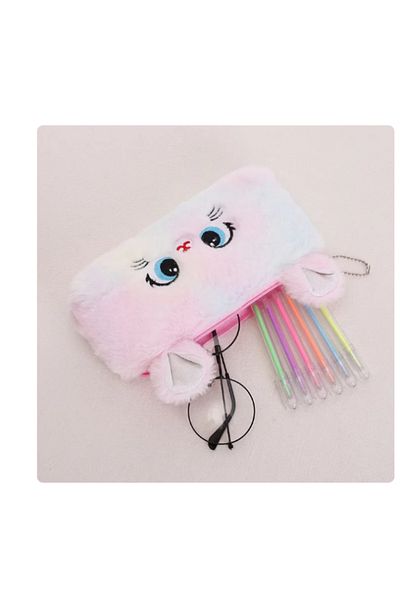 OEM Plush Pencil Case, Kitty Pattern, Multicolor