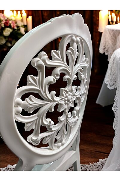 AR PLASTİK Lüks Mutfak Sandalyesi 4 ADET Diva L Çiçek Model, Yemek Masası Sandalyesi, Lüks Sandalye