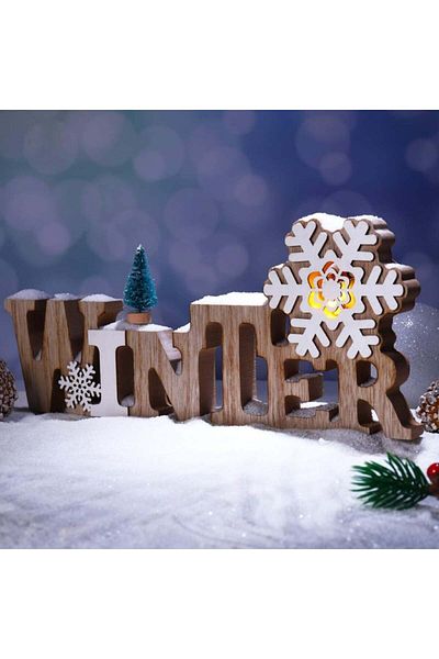 BESPORTBLE Christmas decoration with lights BESPORTBLE, wood, LED, /white, 28.5 x 7.5 cm