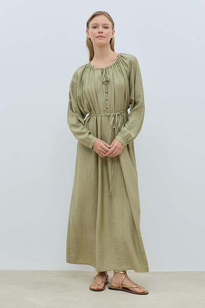 Mahal Bood Button Balloon Sleeve Dress